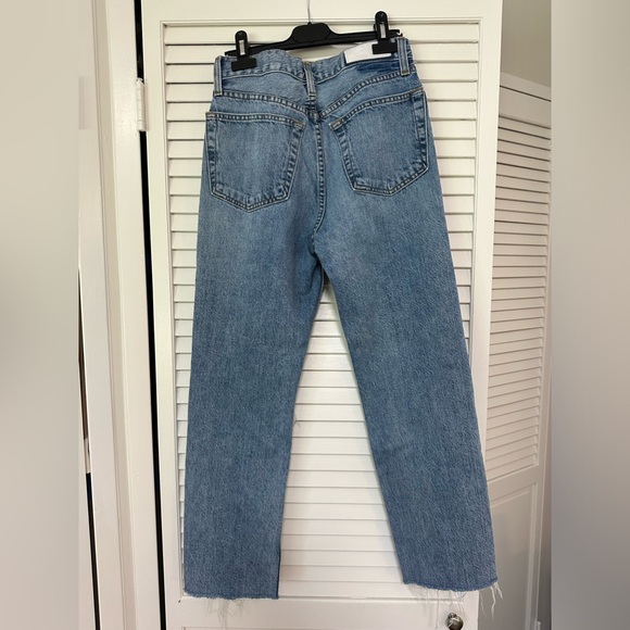 RE/DONE 70S Stove Pipe Distressed Raw Hem Button Fly Jeans Size 26 - Picture 7 of 7